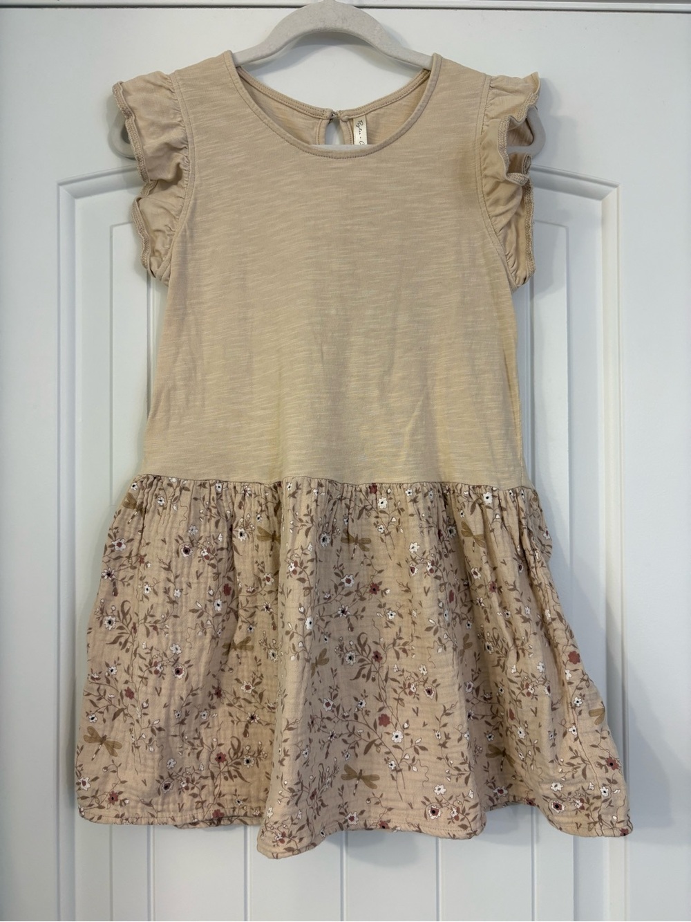 Rylee + Cru Beige Floral Tiered Dress